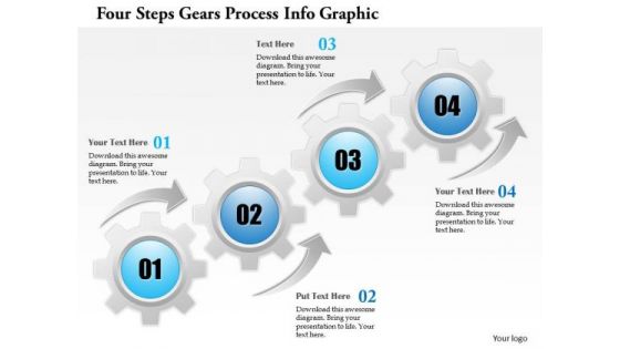 Business Diagram Four Steps Gears Process Info Graphic Presentation Template