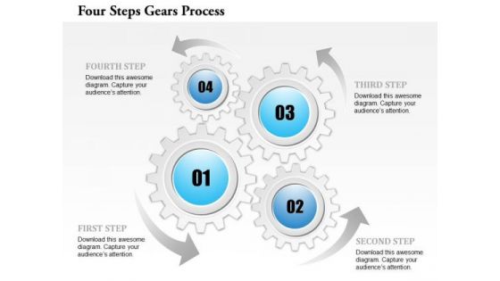 Business Diagram Four Steps Gears Process Presentation Template