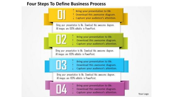 Business Diagram Four Steps To Define Business Process Presentation Template