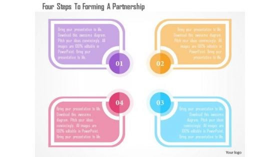 Business Diagram Four Steps To Forming A Partnership Presentation Template