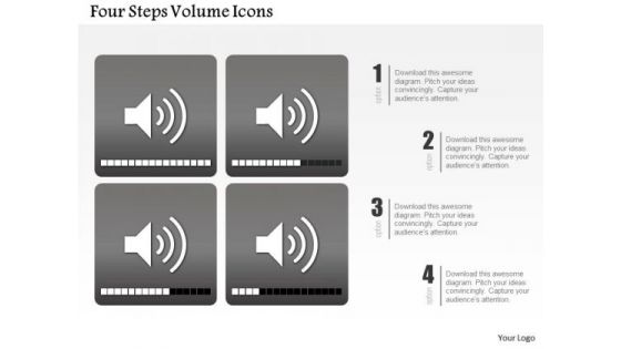 Business Diagram Four Steps Volume Icons Presentation Template