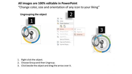 Business Diagram Four Steps With Icons Around Keyhole Presentation Template