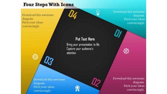 Business Diagram Four Steps With Icons Presentation Template