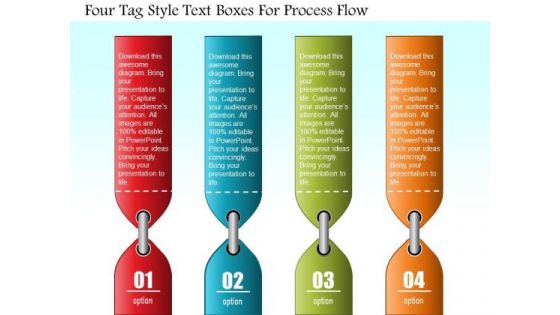 Business Diagram Four Tag Style Text Boxes For Process Flow Presentation Template