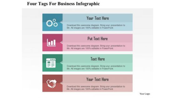 Business Diagram Four Tags For Business Infographic Presentation Template