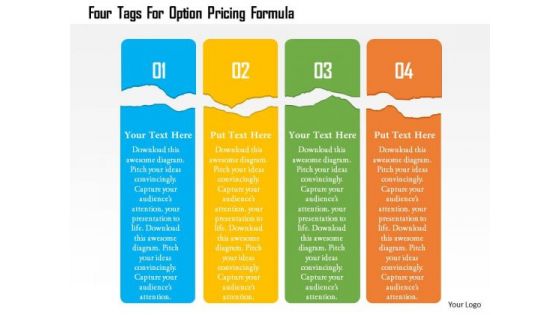 Business Diagram Four Tags For Option Pricing Formula Presentation Template