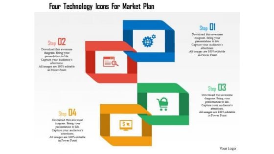 Business Diagram Four Technology Icons For Market Plan Presentation Template