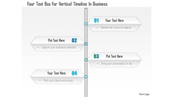 Business Diagram Four Text Box For Vertical Timeline In Business Presentation Template