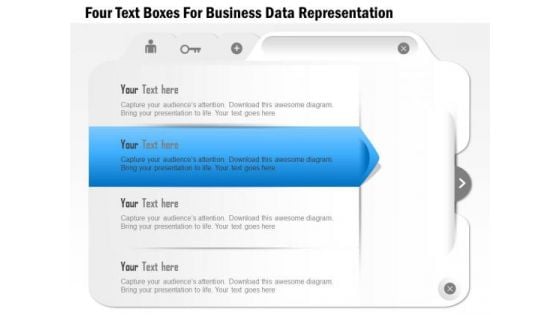Business Diagram Four Text Boxes For Business Data Representation Presentation Template