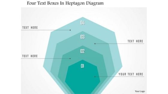 Business Diagram Four Text Boxes In Heptagon Diagram Presentation Template