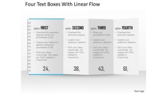 Business Diagram Four Text Boxes With Linear Flow Presentation Template