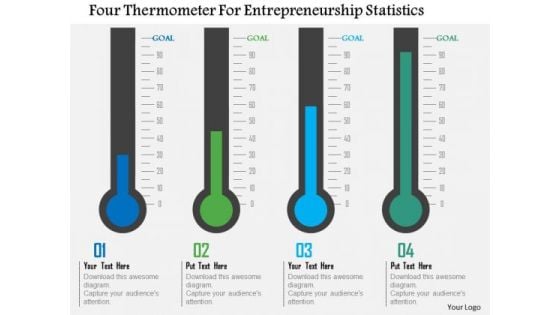 Business Diagram Four Thermometer For Entrepreneurship Statistics Presentation Template