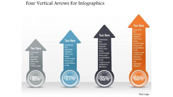 Business Diagram Four Vertical Arrows For Infographics PowerPoint Template