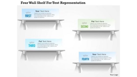 Business Diagram Four Wall Shelf For Text Representation PowerPoint Template