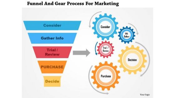 Business Diagram Funnel And Gear Process For Marketing Presentation Template