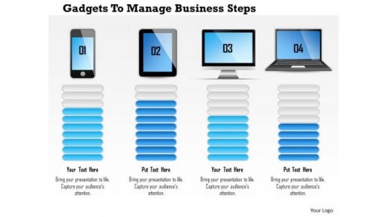 Business Diagram Gadgets To Manage Business Steps Presentation Template