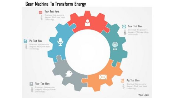 Business Diagram Gear Machine To Transform Energy Presentation Template