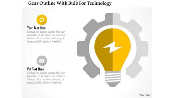 Business Diagram Gear Outline With Bulb For Technology Presentation Template