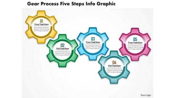 Business Diagram Gear Process Five Steps Info Graphic Presentation Template