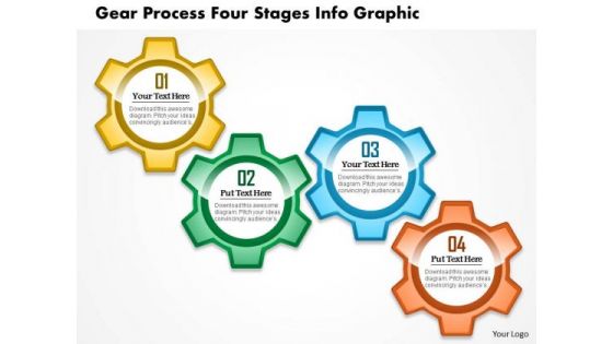 Business Diagram Gear Process Four Stages Info Graphic Presentation Template