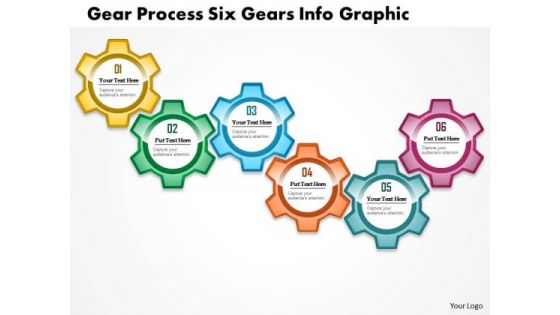 Business Diagram Gear Process Six Gears Info Graphic Presentation Template