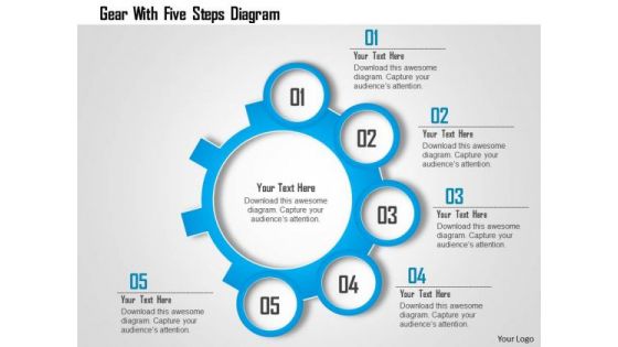 Business Diagram Gear With Five Steps Diagram Presentation Template