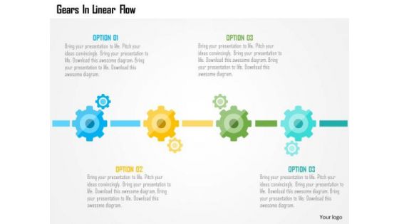 Business Diagram Gears In Linear Flow Presentation Template