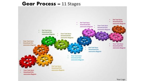 Business Diagram Gears Process 11 Stages Strategic Management