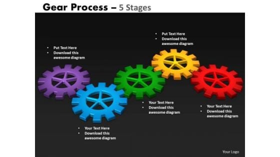 Business Diagram Gears Process 5 Stages Style Sales Diagram