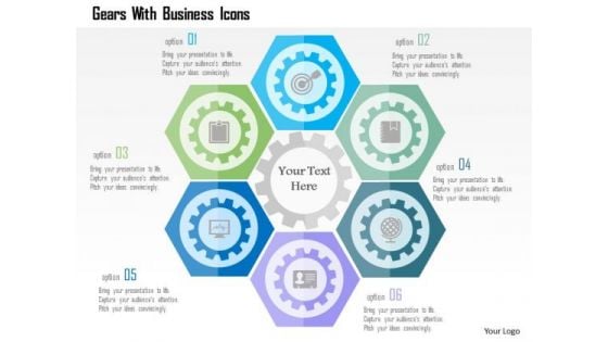 Business Diagram Gears With Business Icons Presentation Template