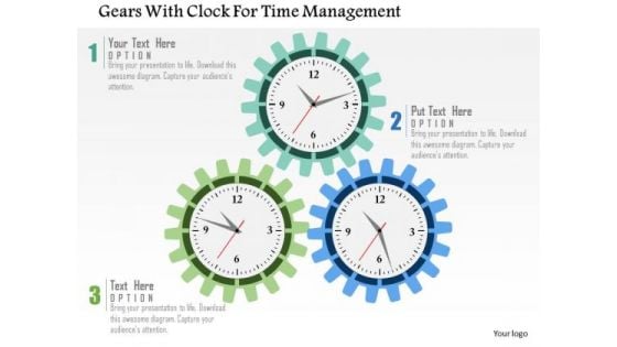 Business Diagram Gears With Clock For Time Management Presentation Template