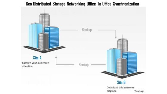 Business Diagram Geo Distributed Storage Networking Office To Office Synchronization Ppt Slide