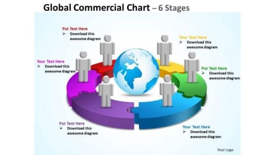 Business Diagram Global Commercial Chart 6 Stages Sales Diagram