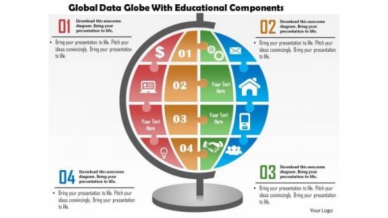 Business Diagram Global Data Globe With Educational Components Presentation Template