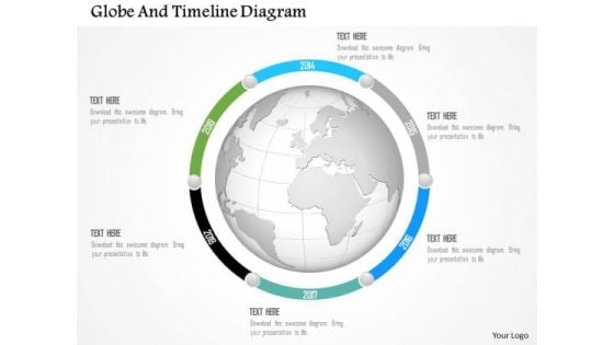 Business Diagram Globe And Timeline Diagram Presentation Template