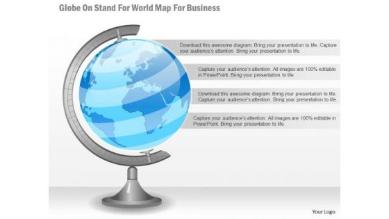 Business Diagram Globe On Stand For World Map For Business Presentation Template