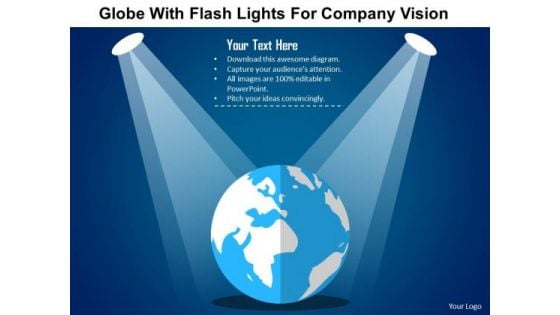 Business Diagram Globe With Flash Lights For Company Vision Presentation Template