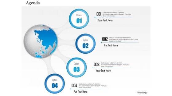 Business Diagram Globe With Four Points Agenda Diagram Presentation Template