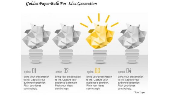 Business Diagram Golden Paper Bulb For Idea Generation Presentation Template