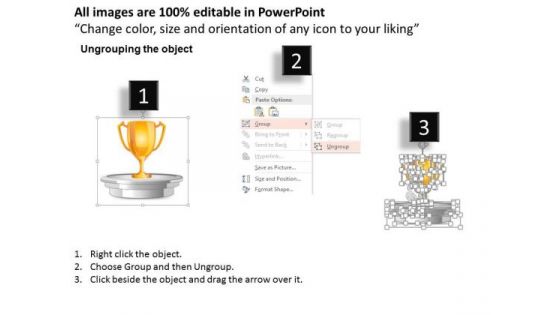 Business Diagram Golden Trophy On Stage Image Slide Presentation Template
