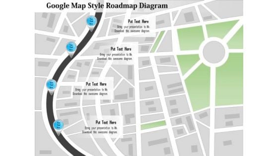 Business Diagram Google Map Style Roadmap Diagram Presentation Template
