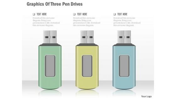 Business Diagram Graphics Of Three Pen Drives Presentation Template