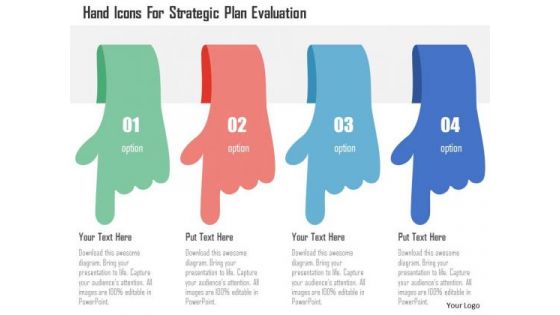 Business Diagram Hand Icons For Strategic Plan Evaluation Presentation Template