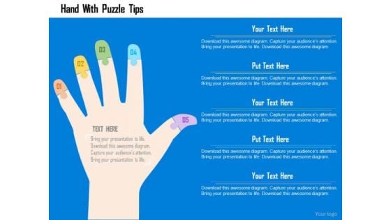 Business Diagram Hand With Puzzle Tips Presentation Template