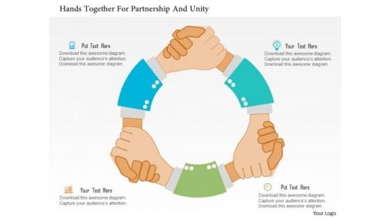 Business Diagram Hands Together For Partnership And Unity Presentation Template