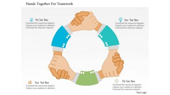 Business Diagram Hands Together For Teamwork Presentation Template