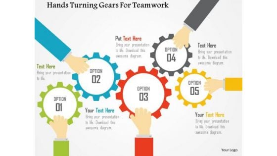 Business Diagram Hands Turning Gears For Teamwork Presentation Template