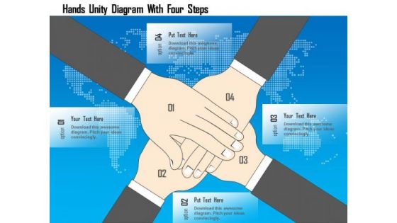 Business Diagram Hands Unity Diagram With Four Steps Presentation Template