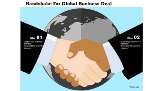 Business Diagram Handshake For Global Business Deal Presentation Template