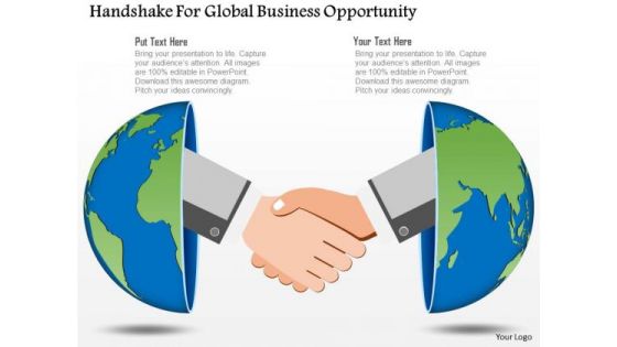 Business Diagram Handshake For Global Business Opportunity Presentation Template